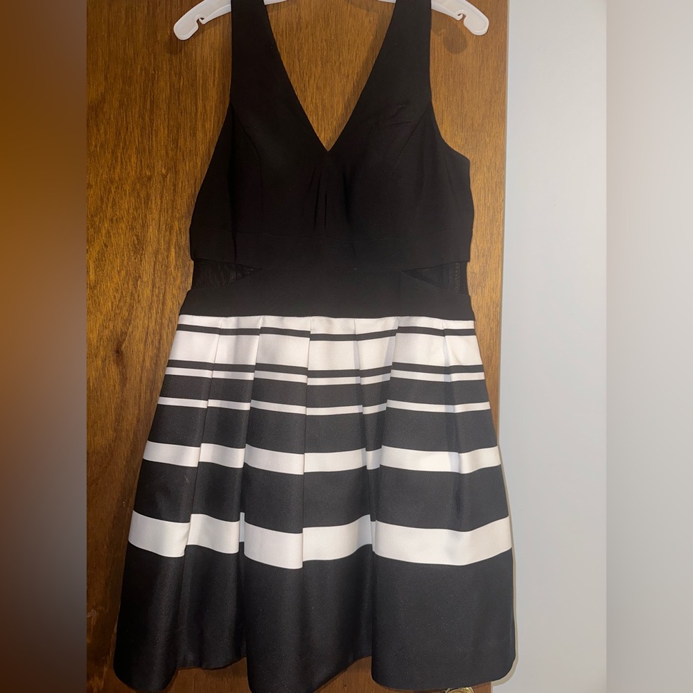 COPY - Xscape Women's Illusion Striped Fit & Flare Dress